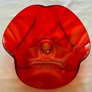 Vintage L.E. Smith Amberina Folded Edges Art Glass Bowl.  10x10xx4